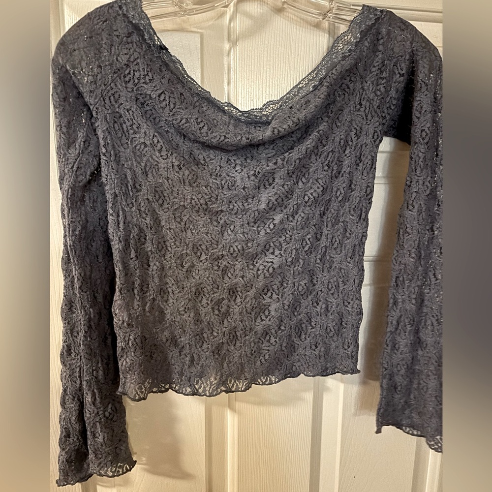 Urban outfitters blue lace long sleeve blouse